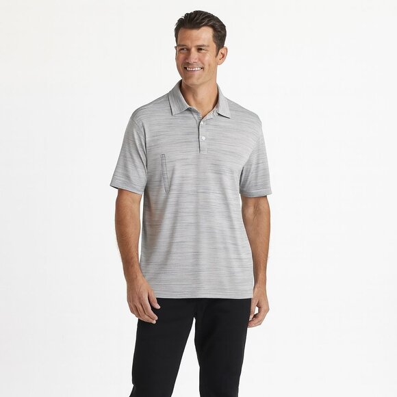 2/$30 NWT Walter Hagen Mens XXL Short Sleeve Polo Shirt Gray Striped Polyester - Picture 1 of 16